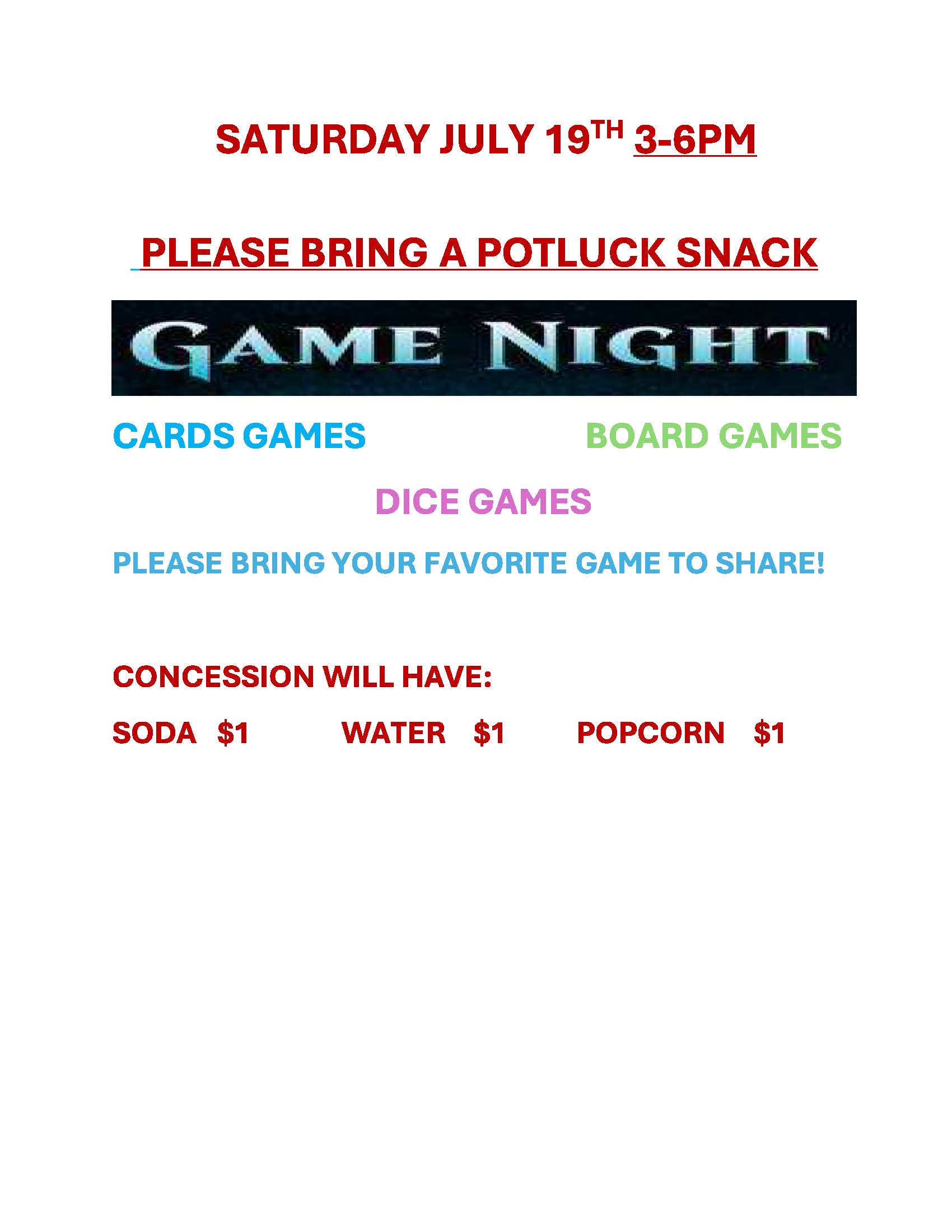 game night flyer